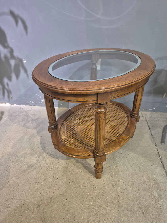 Oval Side Table with Glass Top