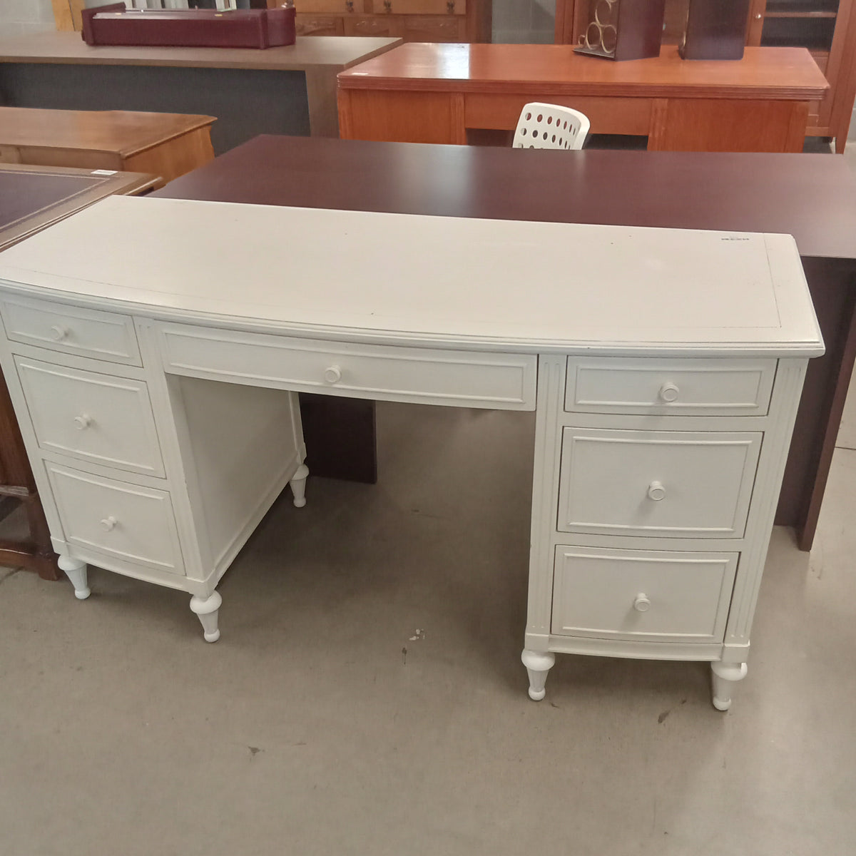 56"W Double Pedestal Desk in White