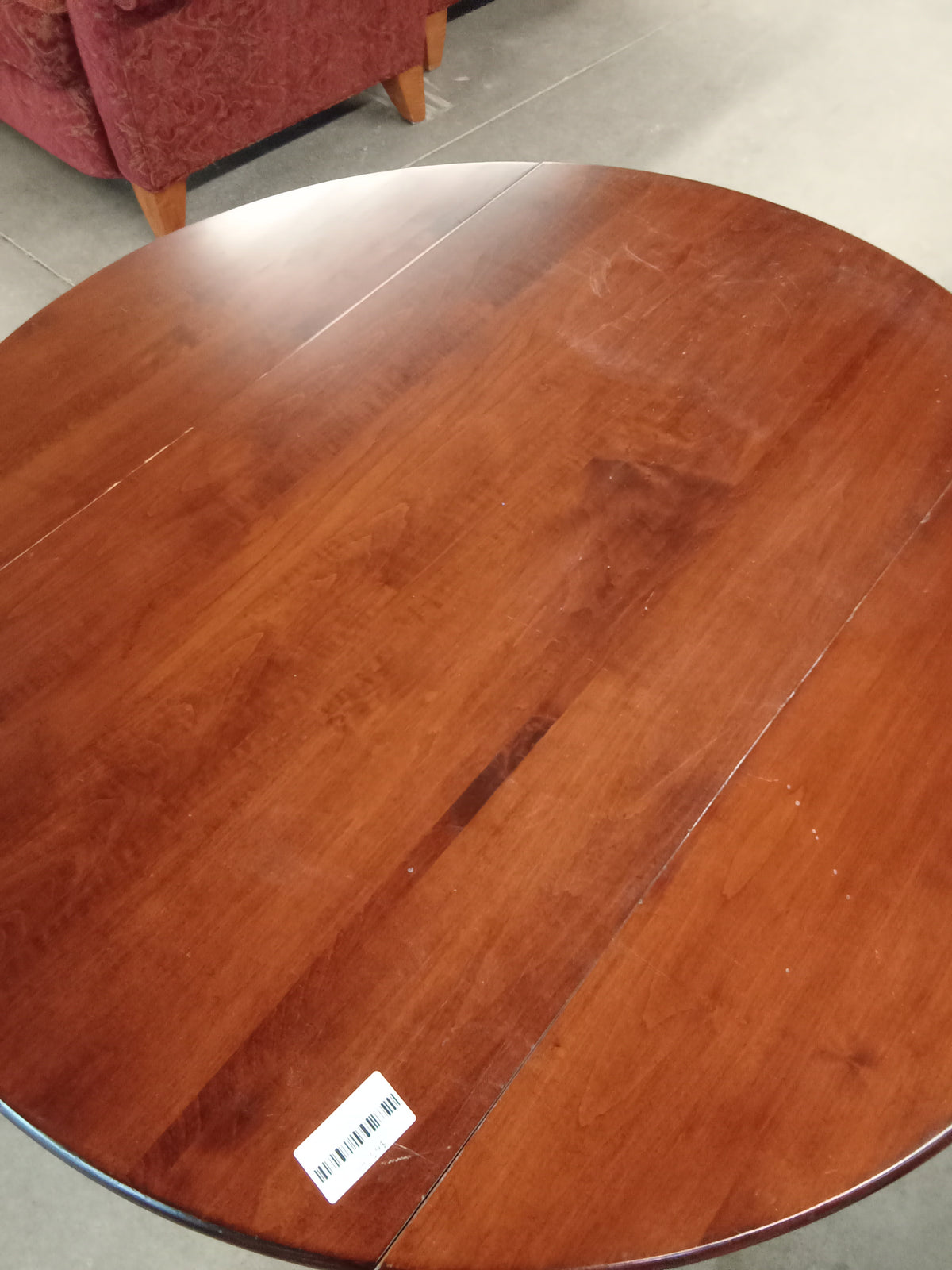 38" Diameter Round Wood Drop Leaf Dining Table