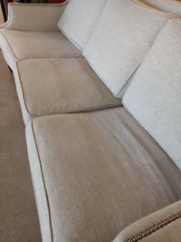 86"W Grey Fabric Sofa with Ottoman