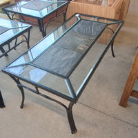 48"W Metal, Glass and Tile Coffee Table