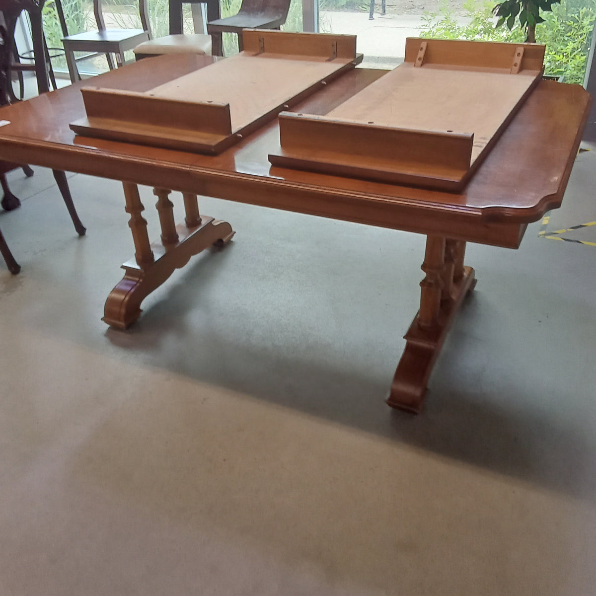 66"W Solid Wood Dining Table with Two Leaves
