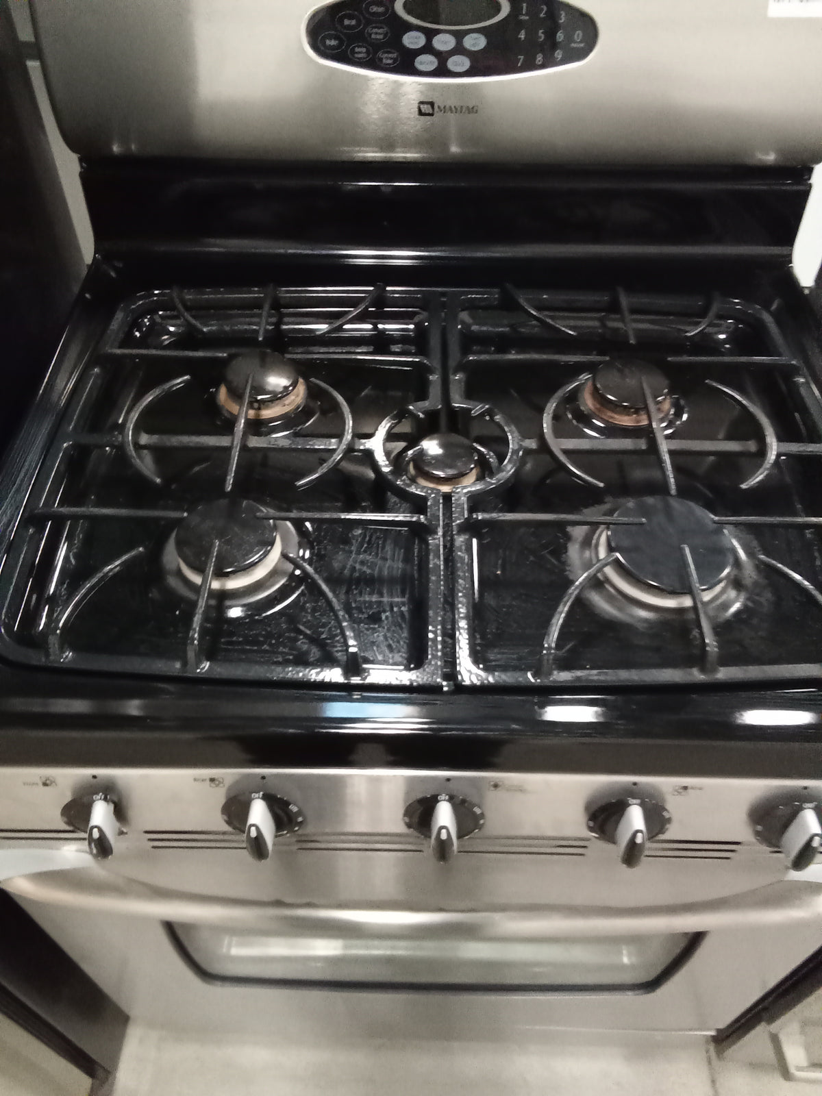 30"W 5-Burner Gas Stove in Black and Stainless Steel