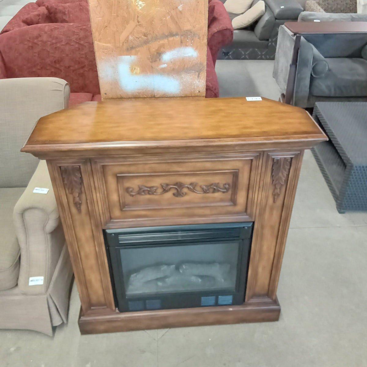 38.5"W Corner Fireplace and Mantle - Electric