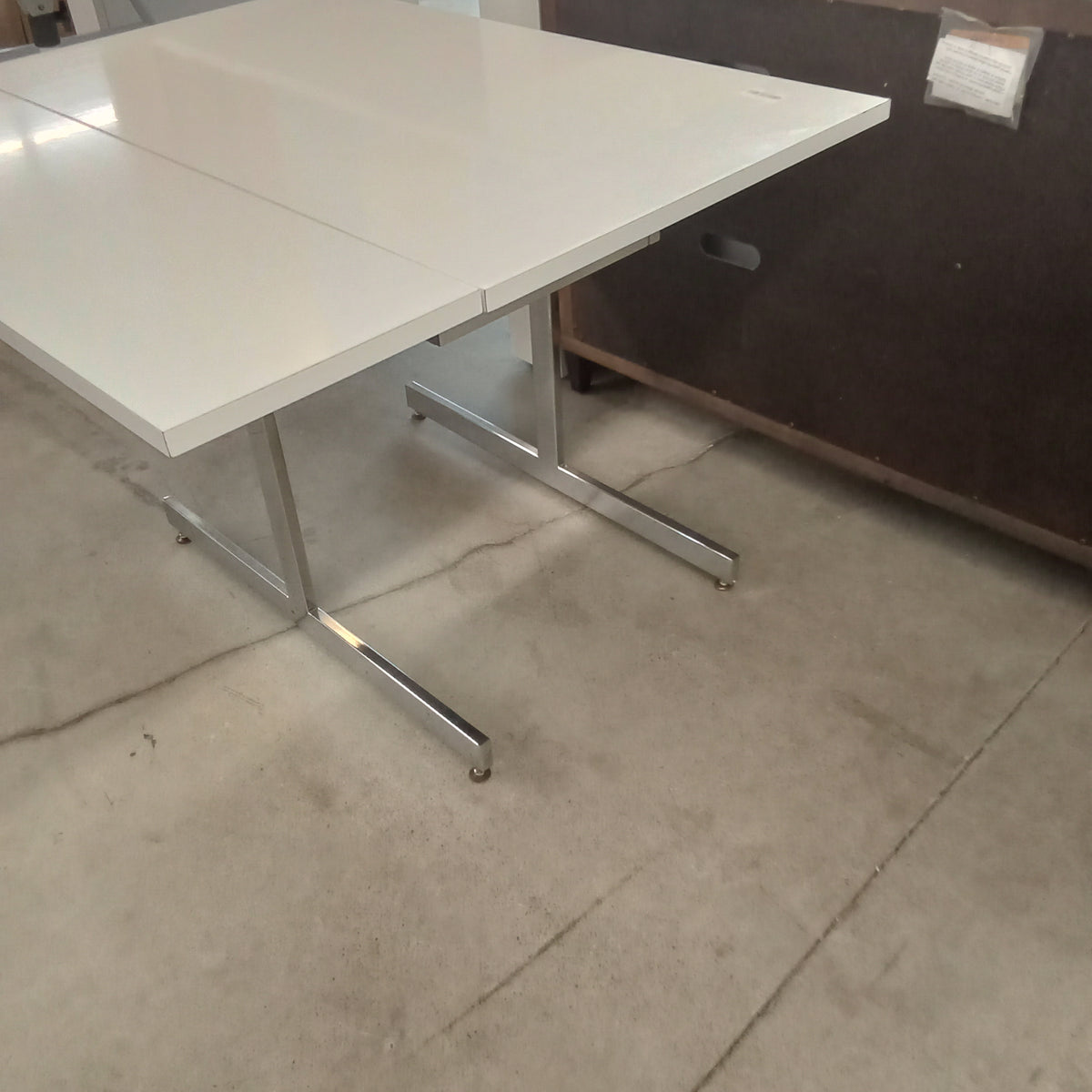 42.5"W White Drop Leaf Table with Storage