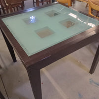 35.5"W Dining Table with Tempered Glass Top
