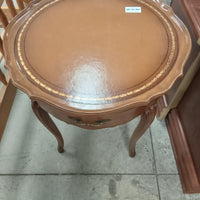 24"W Side Table with Leather Inlaid Top