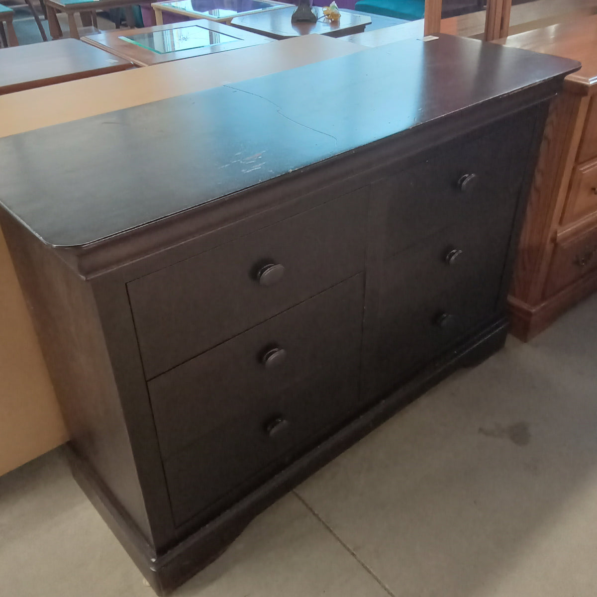 52"W 6-Drawer Dresser in Dark Wood