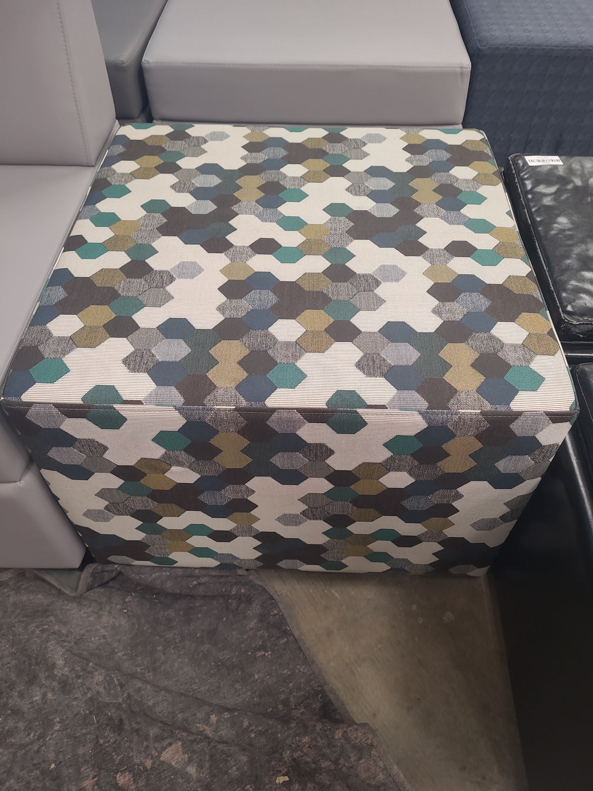 Honeycomb-Style Square Ottoman