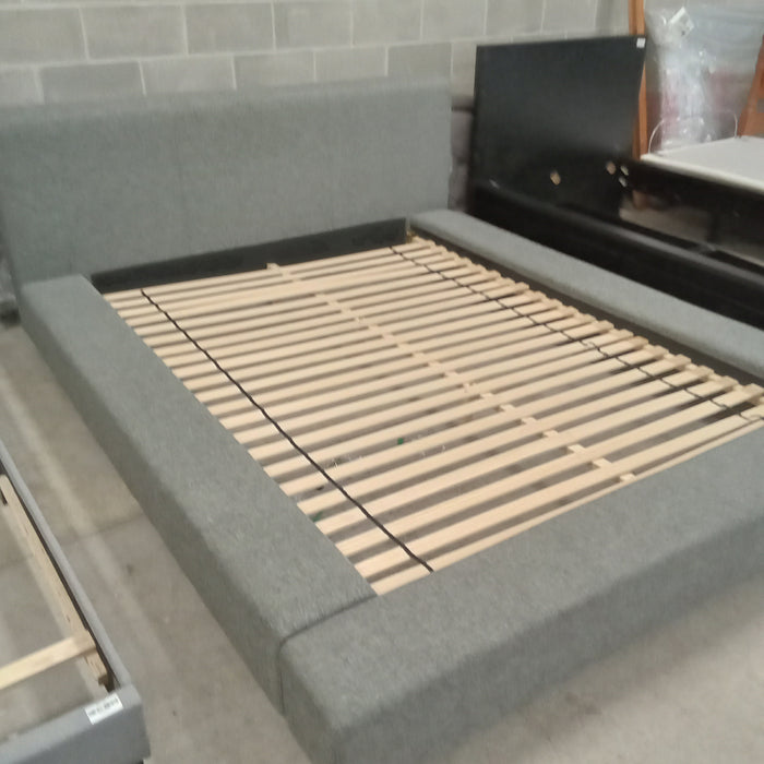 78"W Platform Bed Frame in Gray Fabric - Queen