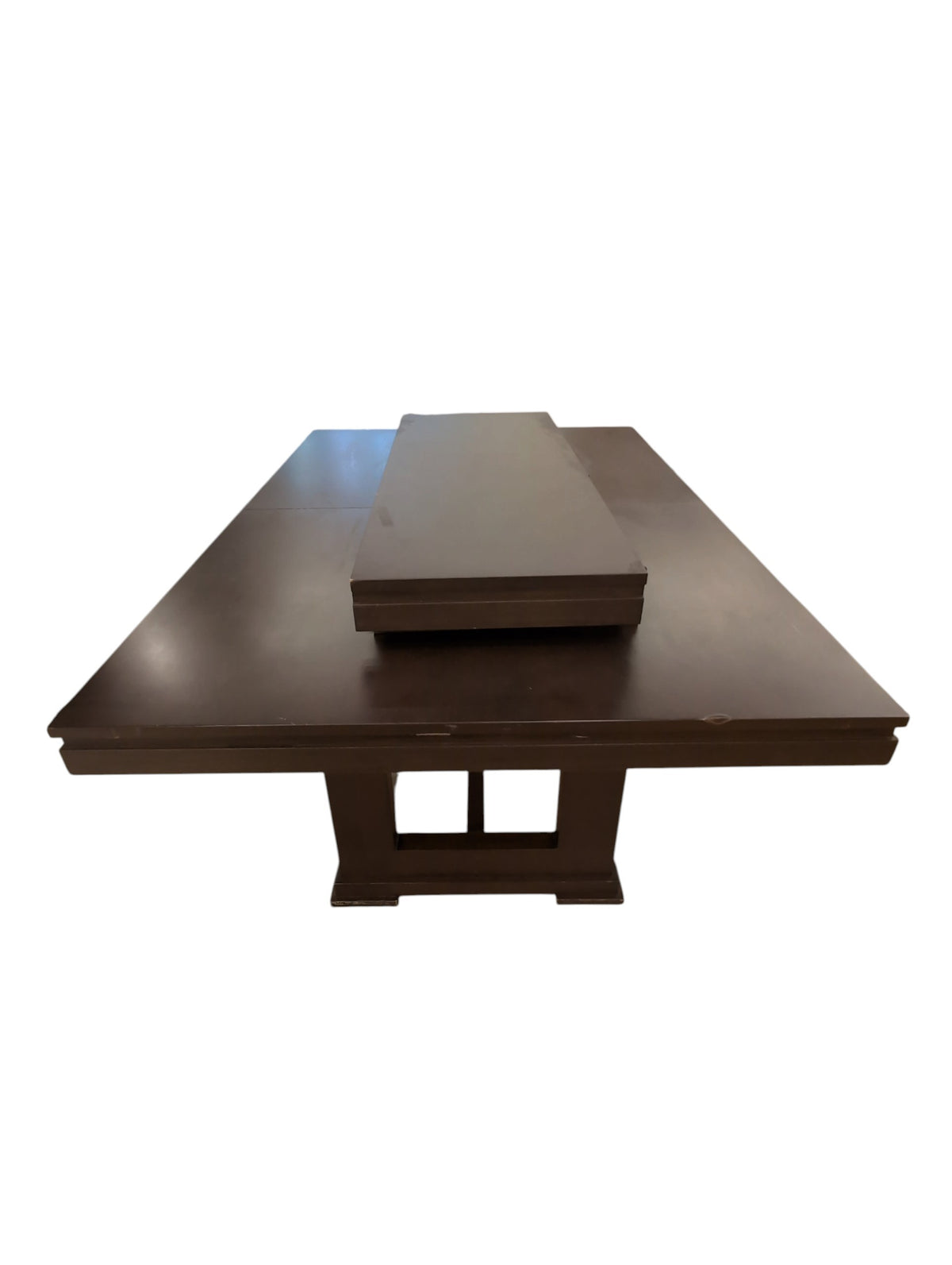 Dark Wood Dining Table Set w/ Six Chairs & Extendable Leaves