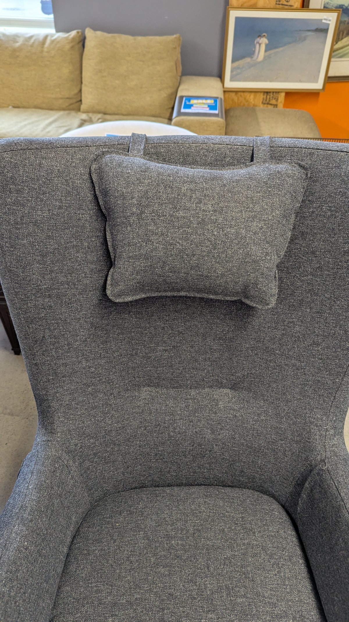 28"W Grey Armchair w/ Ottoman