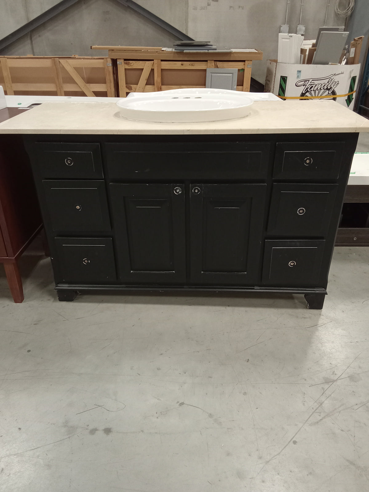 54"W Vanity with Marble Countertop and Sink