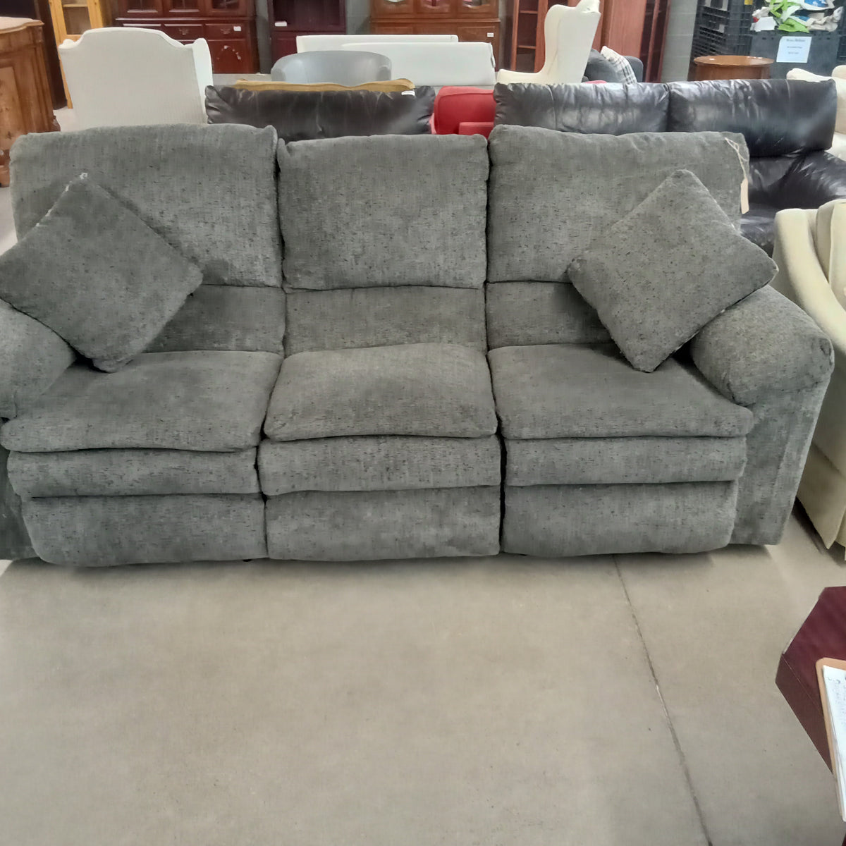 85"W 3-Seat Recliner Sofa in Gray Fabric