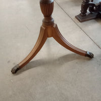 30"Diameter Side Table with Inlaid Leather Top