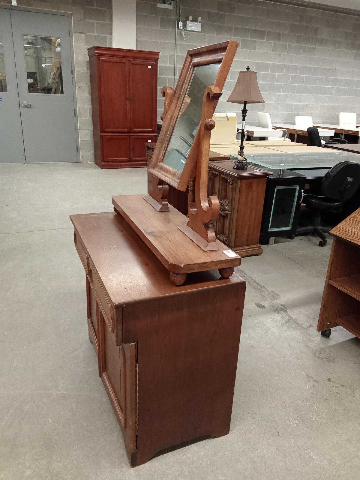 36"W Wooden Dresser With Mirror