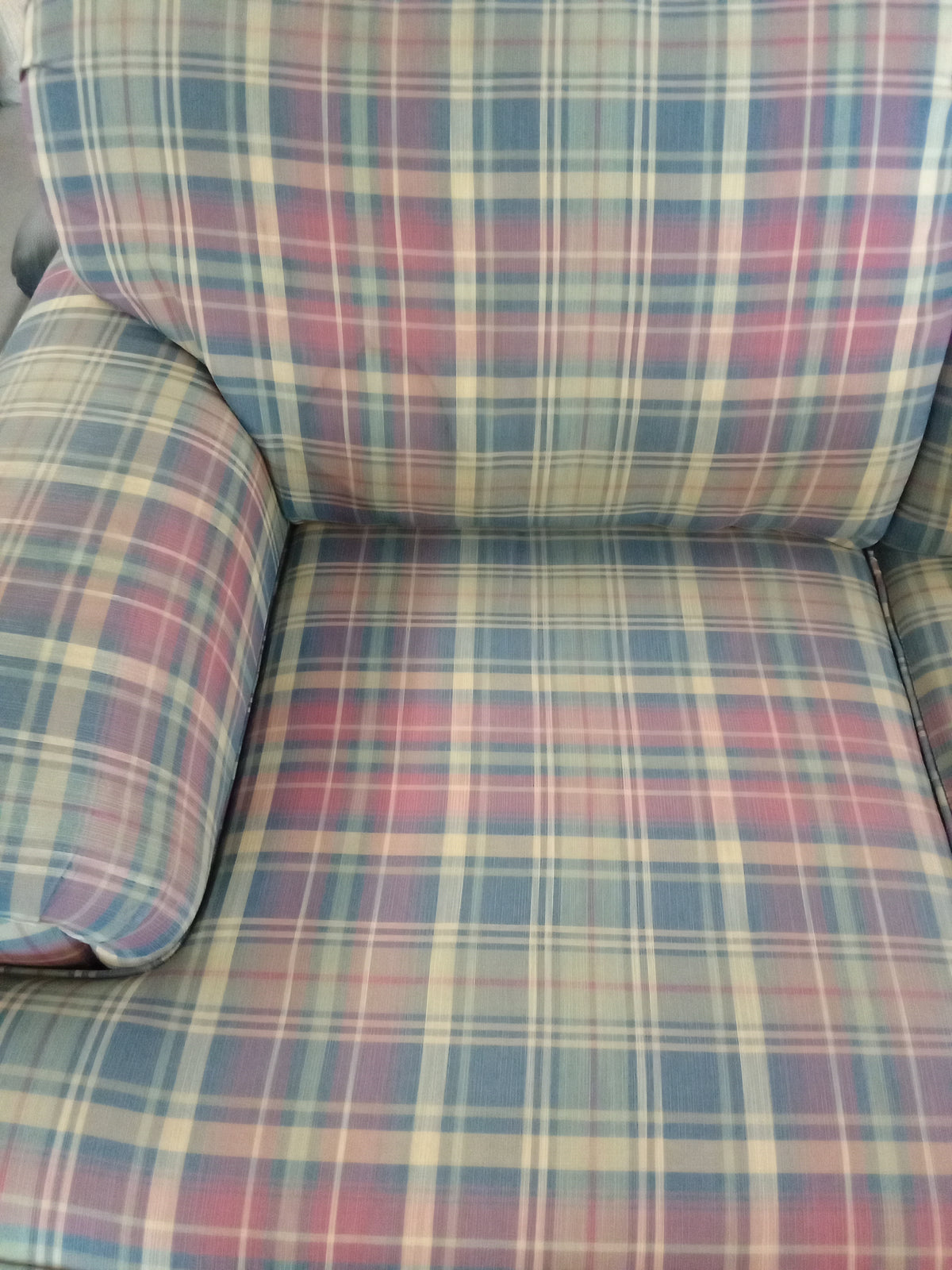 58"W 2-Seat Sofa in Multicolored plaid Fabric