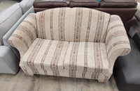 Neutral Cream Loveseat With Muted Vertical Stripes
