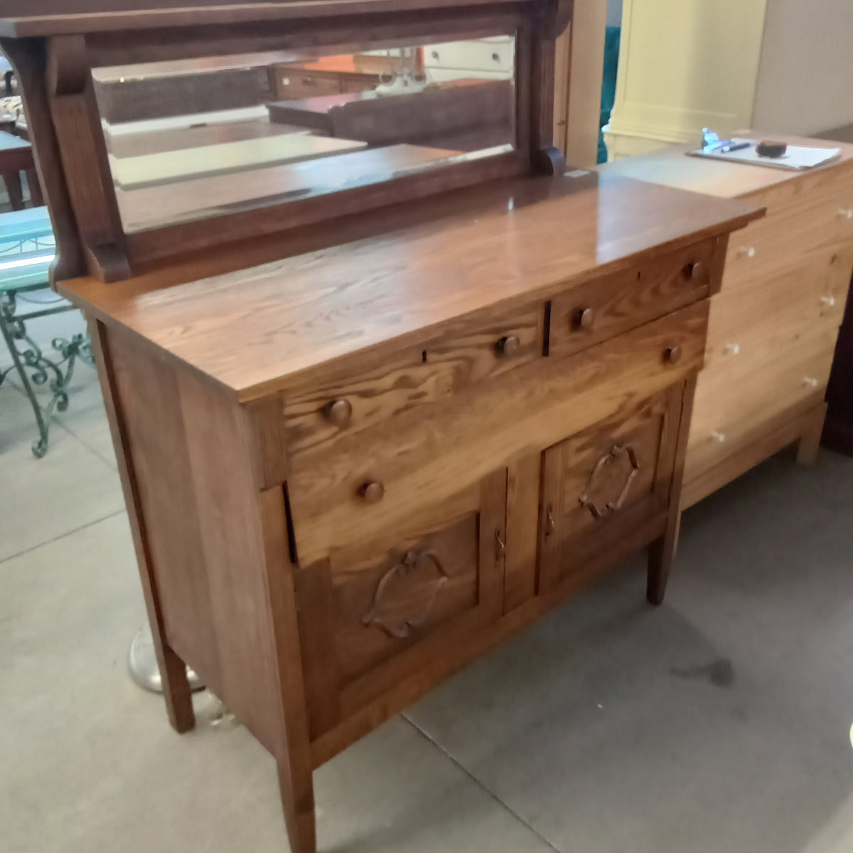 45"W Mirrored Sideboard in Oak