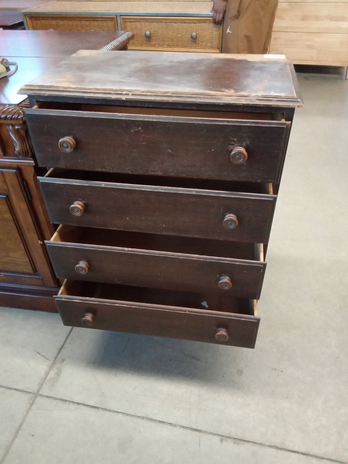 26.5"W 4-Drawer Vintage Dresser in Solid Wood