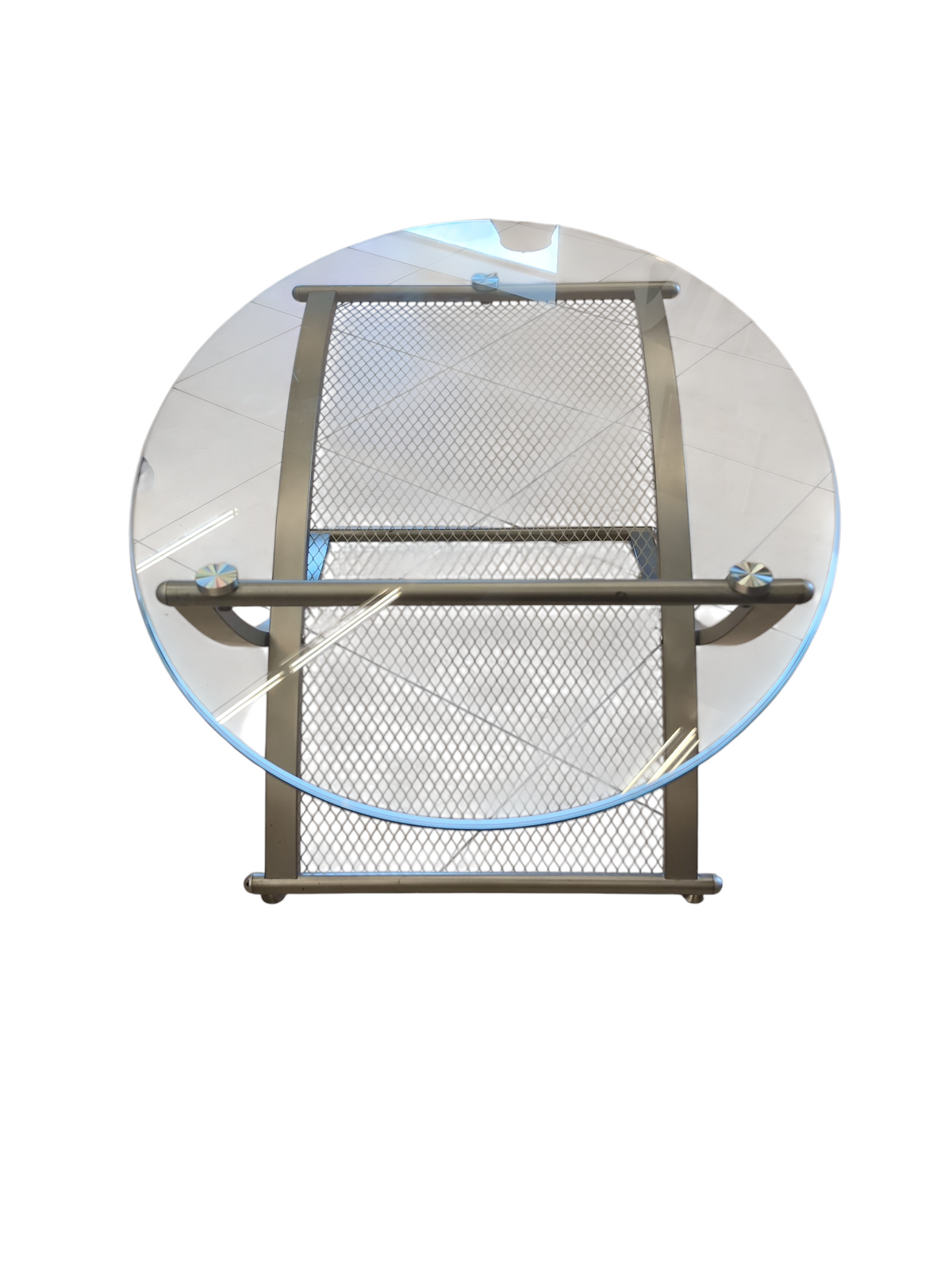 Glass Coffee Table with Grid Frame