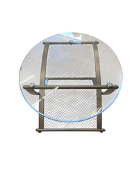 Glass Coffee Table with Grid Frame
