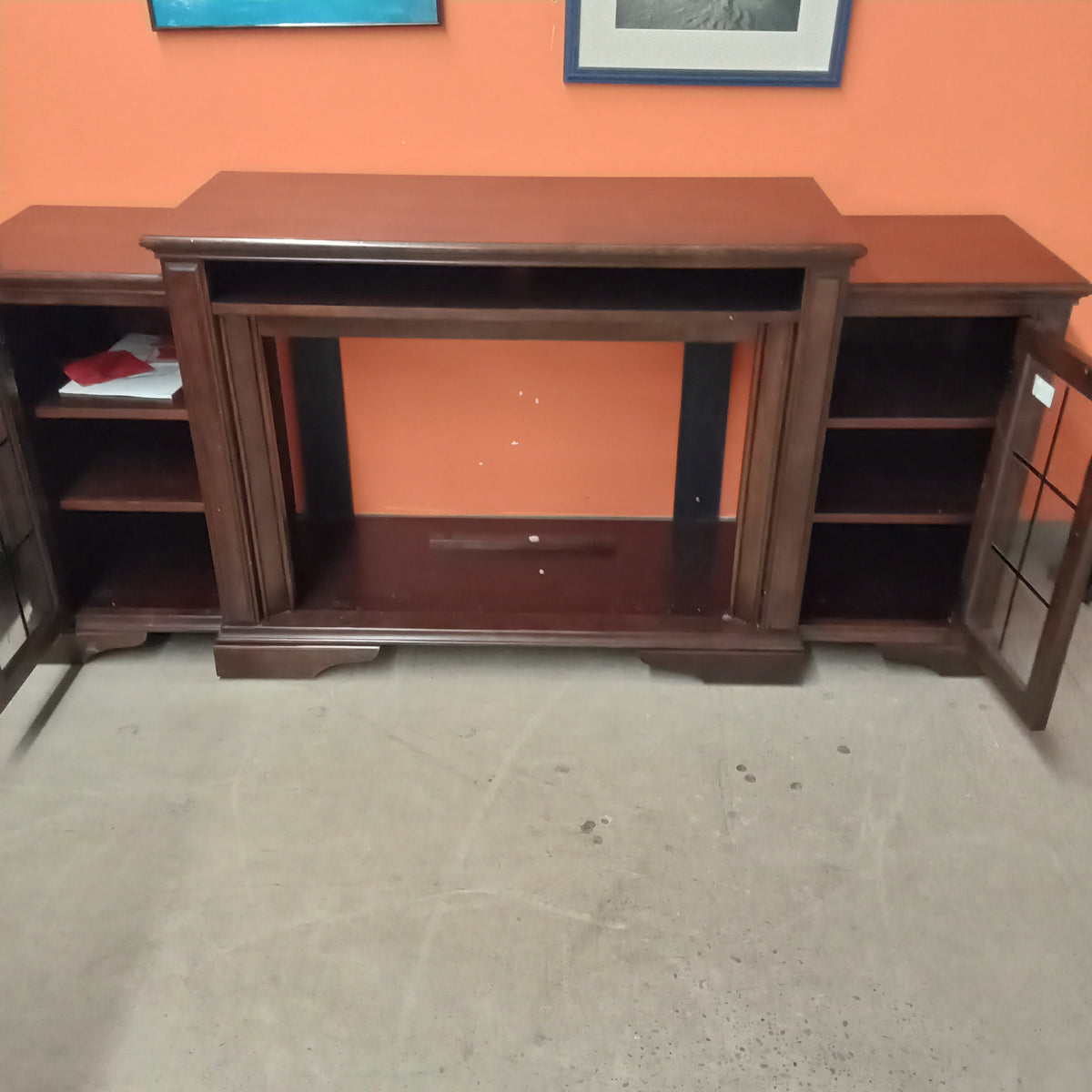 75"W Fireplace with storage
