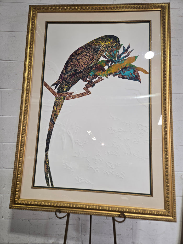 PARROT 1 "Cloisone" Print With Embossed Paper By Jonna White