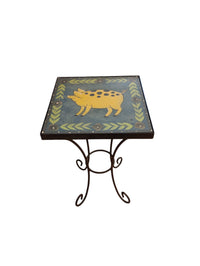 Hand Painted Wrought Iron Side Table