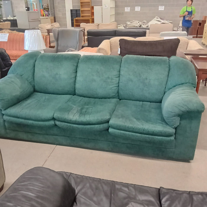 85"W 3-Seat Sofa in Green Fabric