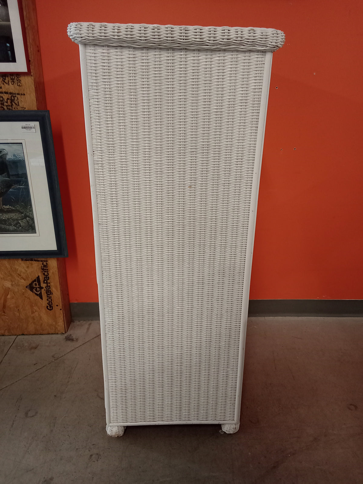 31"W Wicker Media Cabinet with Shelf and 3 Drawers