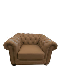 Amherst Ivory Tufted Genuine Leather Armchair