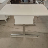 42.5"W White Drop Leaf Table with Storage