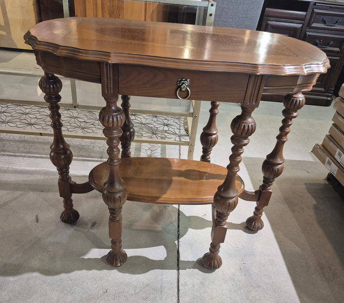 Vintage Carved Inlay Top Side End Table