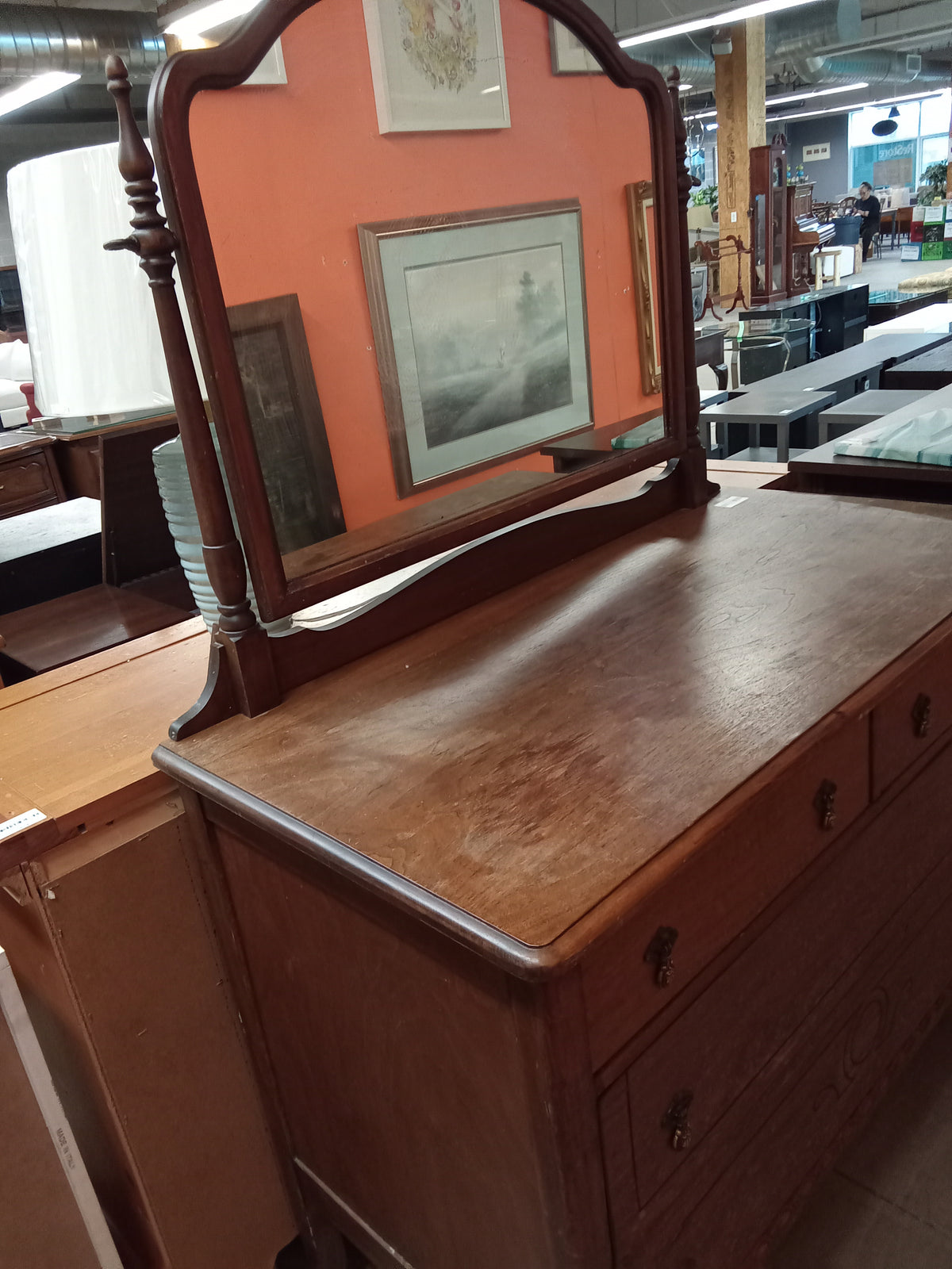 44"W 4-Drawer Wooden Dresser with Mirror