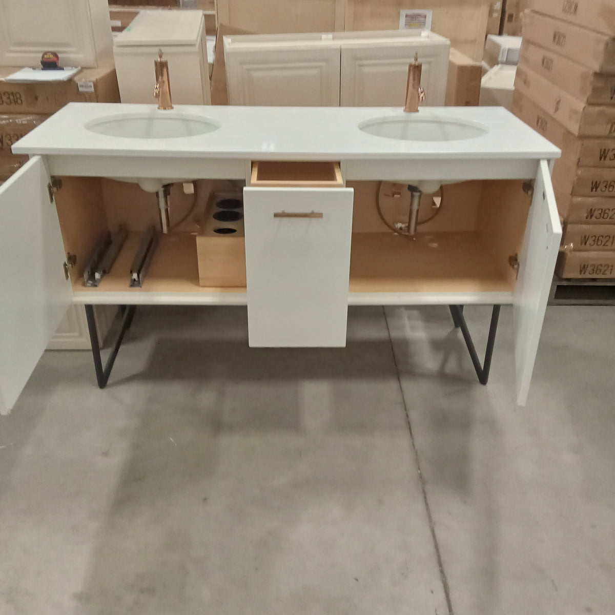 61.5"W Double Sink Vanity with Faucets