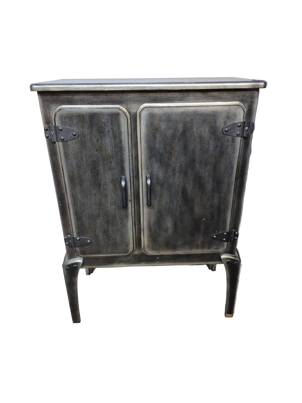 Rustic Metallic-Look 2-Door Cabinet