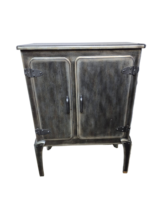 Rustic Metallic-Look 2-Door Cabinet