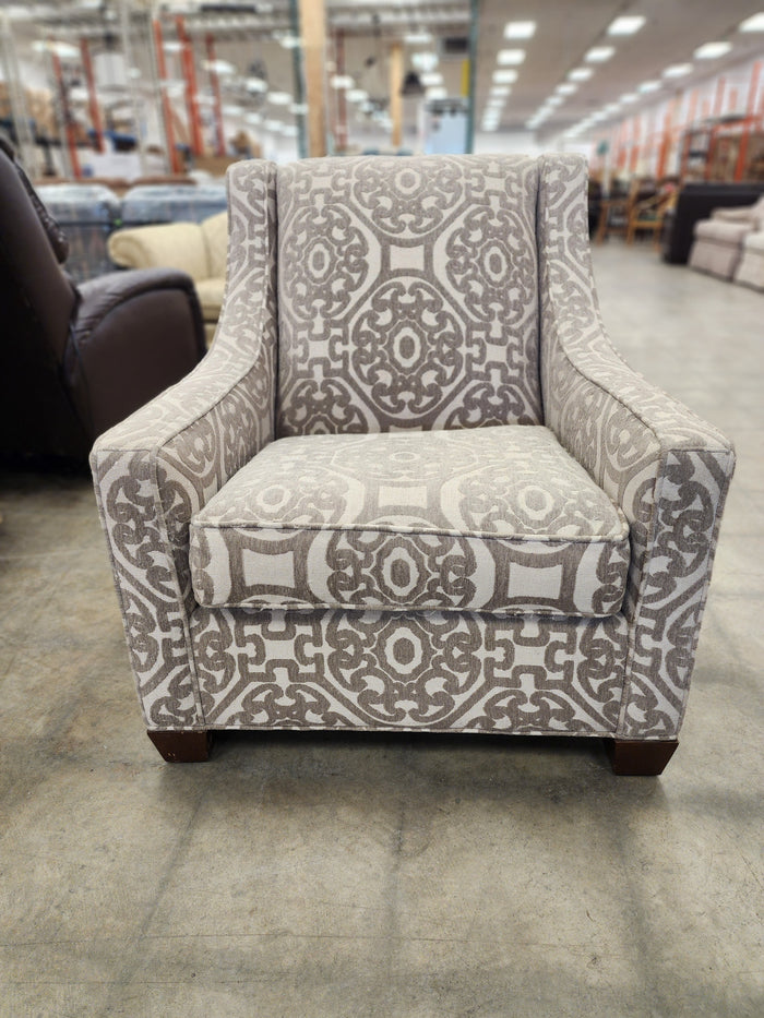 Grey & Off-White Geometric Patterned Armchair