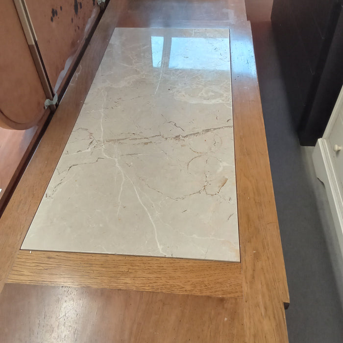 72.5"W Wooden Sideboard with Marble Inlaid Top