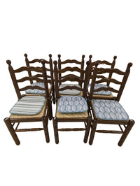 Set of 6 Dark Oak Tone Dining Table Chairs