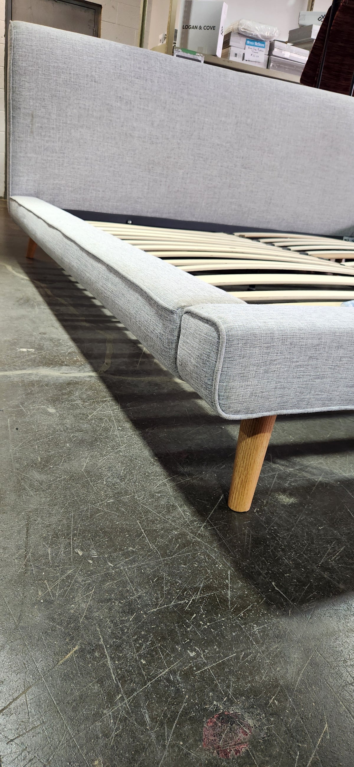 Grey Upholstered King Size Bed