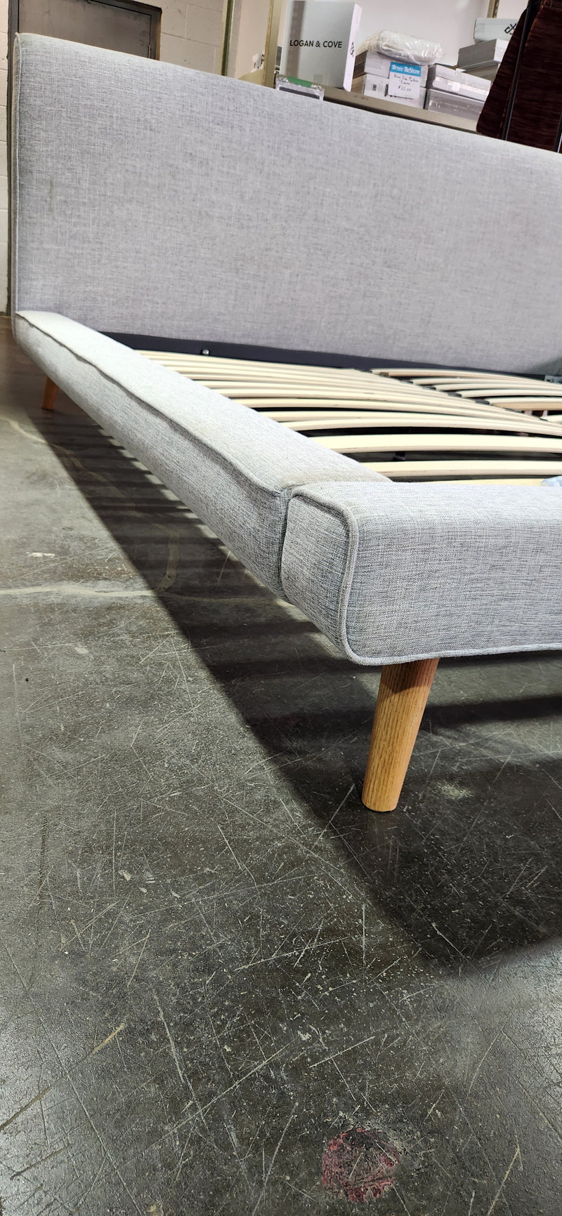 Grey Upholstered King Size Bed