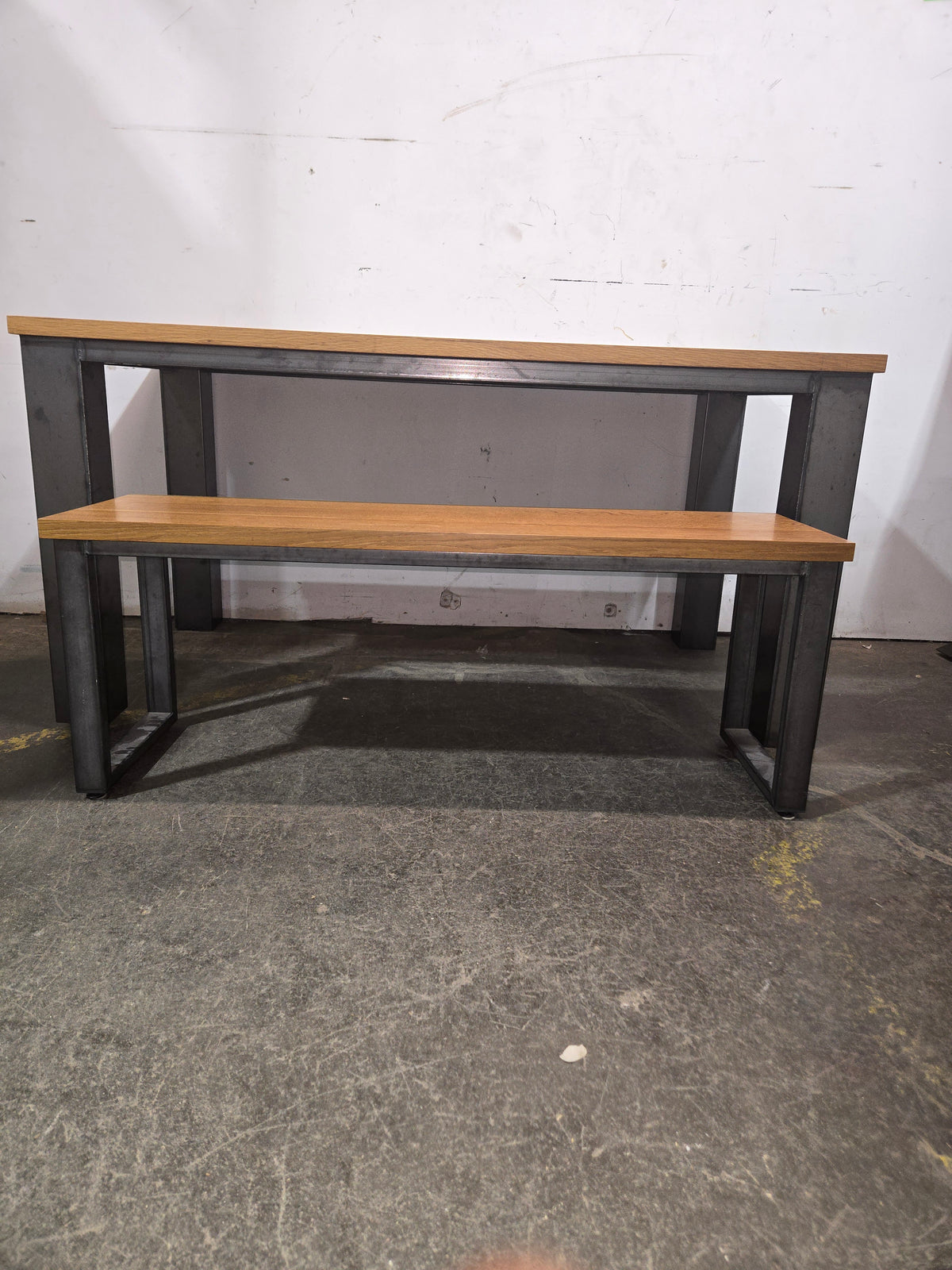 Industrial-Style Dining Table and Bench Set of 2