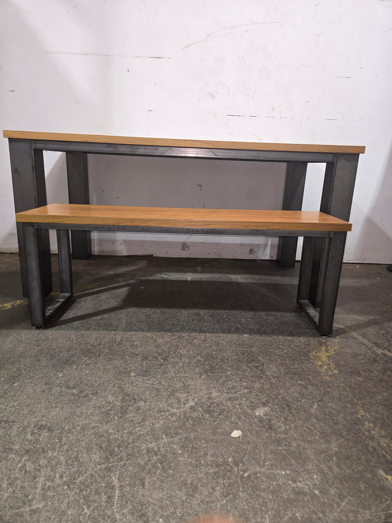 Industrial-Style Dining Table and Bench Set of 2