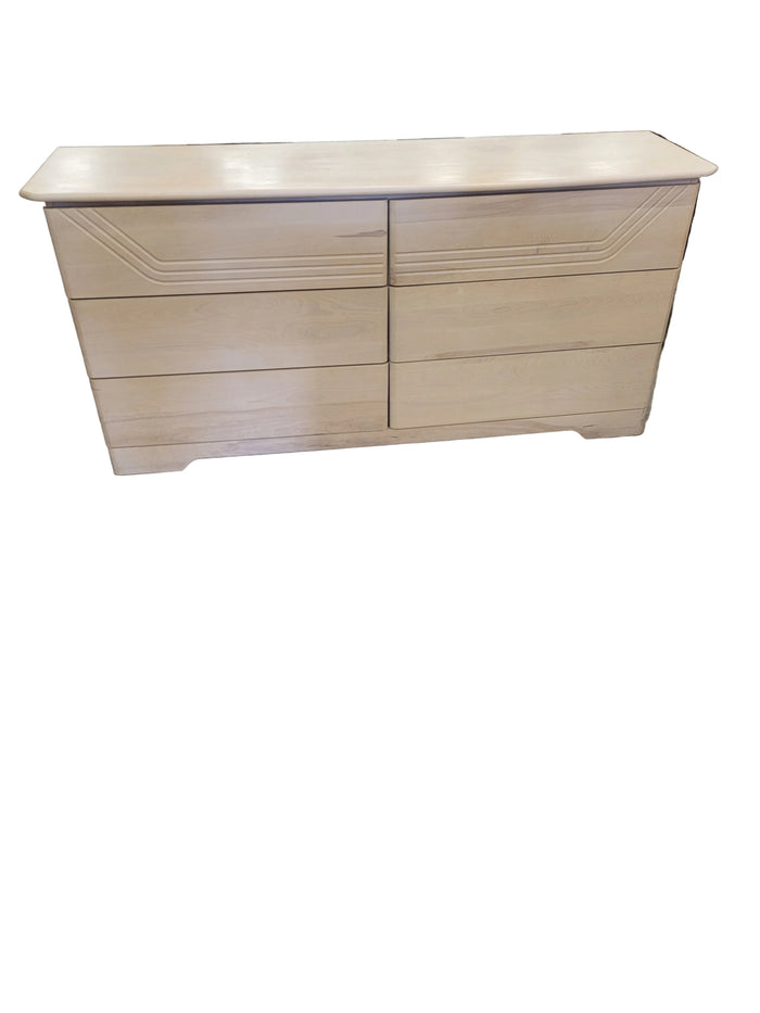Light Wood 6-Drawer Dresser W/Mirror