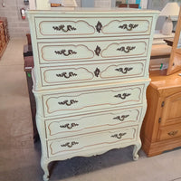 45"W 6-Drawer Tall Boy Dresser in Cream