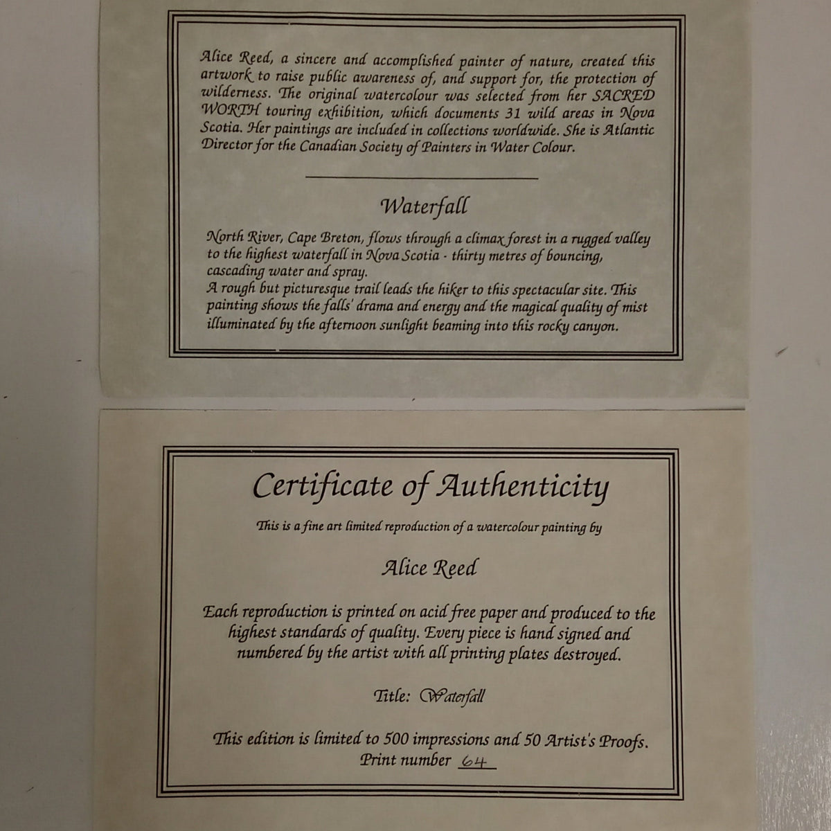 20"W Waterfall Limited Edition Artwork of Alice Reed