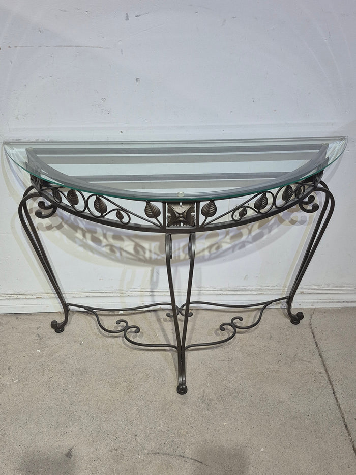 Half-Moon Shaped Glass Top Console Table