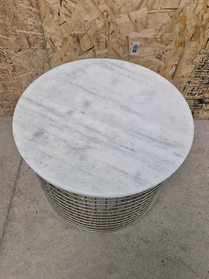 Basket Side table with White Marble Top